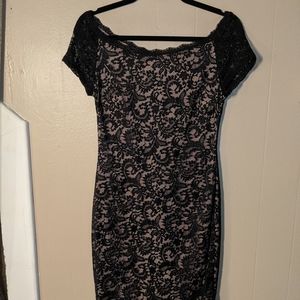 Black Lace Overlay Bisou Bisou Dress